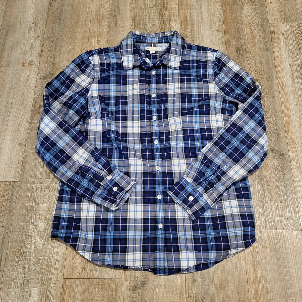 Tommy Hilfiger Classic Fit Everyday Cotton Button Up Shirt Womens Size Large